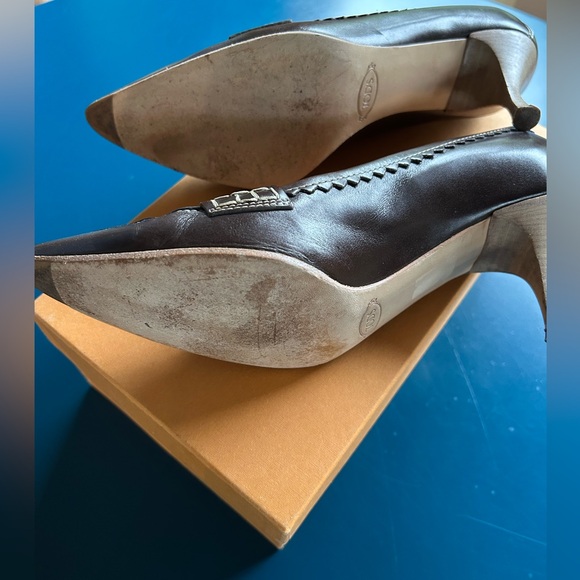 Tod's Dark Brown Leather ‘Loafer’ Heels - Picture 4 of 4